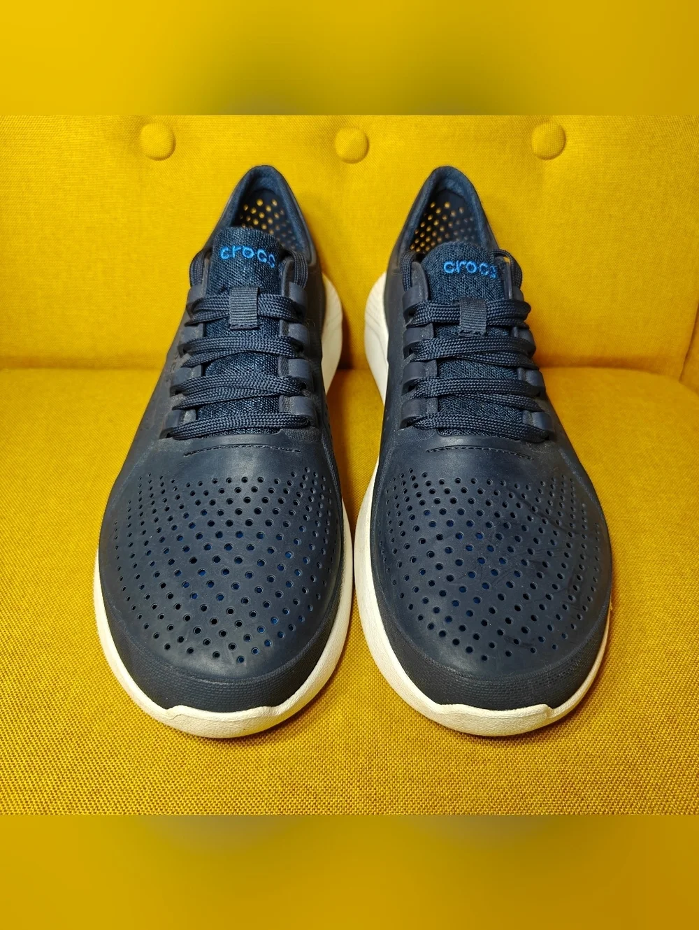 Crocs LiteRide Pacer Sneakers Loafer Lace Up Comfy Navy Blue Men's Shoes Size 12